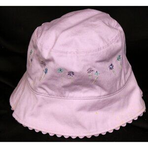 NEW OshKosh B'Gosh Bucket Hat size 4-6x Lavender Embroidered Flowers Girl